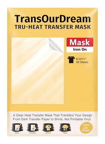 TransOurDream Heat Transfer Mask & Iron on Tape(30 Sheets, 8.5x11") - Iron-On Clear Positioning Film for Dark Transfer Paper & Printable HTV on Shirts - color: Mask-Dark, size: 30 Sheets