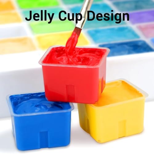 HIMI Gouache Paint Set, 56 Colors x 30 ml Jelly Cup Design in a Carrying Case, Non Toxic Gouache Paint for Canvas and Paper, Perfect for Artists, Students, and Beginners