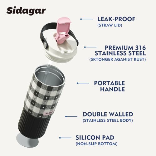 26 oz Insulated Stainless Steel Tumbler with Straw & Handle Black - color: Black
