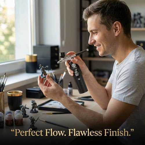Cordless Airbrush for Nails with Ratio Mixing Cup & Thinning Guide - Nail Airbrush Machine, 0.3mm Nozzle, 28/38/48 PSI - Single-Action Airbrush Kit with Compressor - Air Brush for Nails