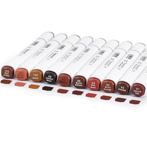 10Pcs Alcohol Markers Pure Color Series,T6 Upgrade Dual Tip Art Solid Color Markers Set for Adults Beginner Drawing Sketching DIY Crafts (Wood Color) - color: Wood Color