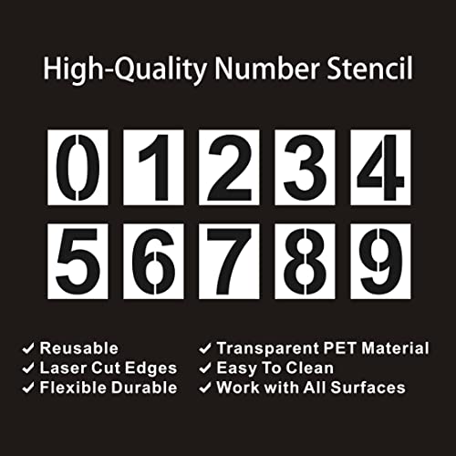 7 Inch Number Stencils Plastic Number Stencils Reusable Digital Painting Templates for Cake Stencil Address Templates - size: 7 Inch