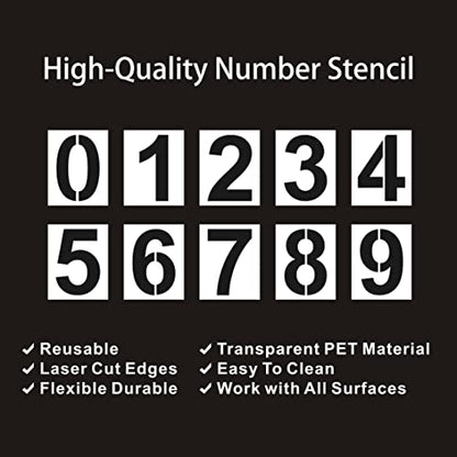 8 Inch Number Stencils Plastic Number Stencils Reusable Digital Painting Templates for Cake Stencil Address Templates - size: 8 Inch