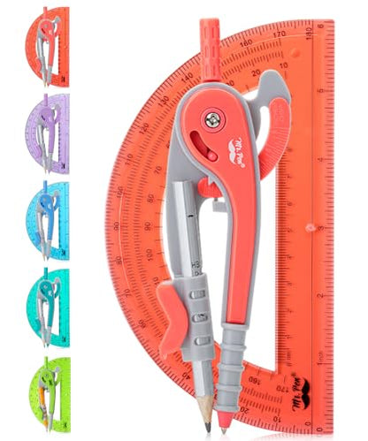 Mr. Pen- Geometry Compass and Protractor Set, 6 Inch Compass - color: Red, size: 1 Set