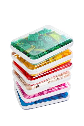 CoiiJoii Zippered Pouch Hard, Clear Zippered Hard Pouch, Stackable Storage Bins, Portable Clear Bin Zipper (White, Large-6pcs) - color: White, size: L6