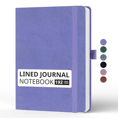 Lined Journal Notebook, A5, 192 Pages 100 GSM Thick Paper, Hardcover Leather College Ruled Journal for Writing, Men Women, Journaling, Daily, Work, Office, Home School Business(Purple) - color: Purple, style: b-Lined