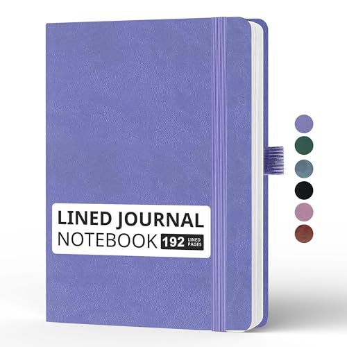 Lined Journal Notebook, A5, 192 Pages 100 GSM Thick Paper, Hardcover Leather College Ruled Journal for Writing, Men Women, Journaling, Daily, Work, Office, Home School Business(Purple) - color: Purple, style: b-Lined