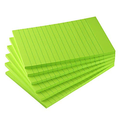 Early Buy Lined Sticky Notes, 4x6 in, 6 Pad, 45 Sheets/Pad (Green) - color: Green