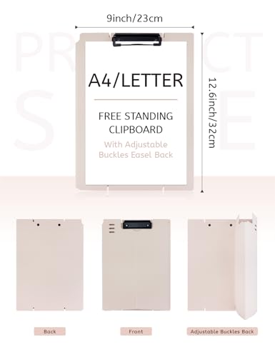 Free Standing Clipboard and Desktop Stand with Adjustable Buckles Easel Back - Foldable Stand and Document Holder for School, Office and Business Use (9.37 x 12.6 inches) (Pink) - style: Pink