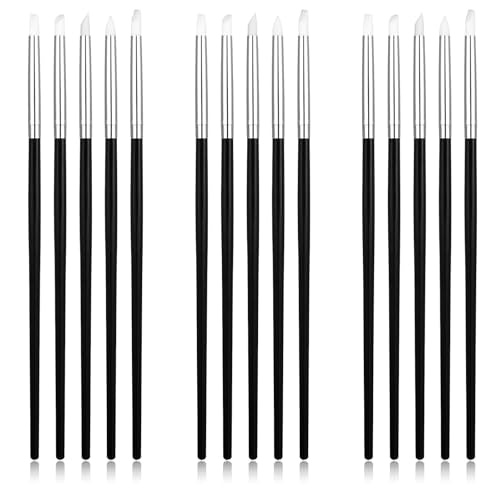 15pcs Silicone Clay Sculpting Tools, Professional Color Shaper Brushes Modeling Dotting Tool Pottery Clay Rubber Tip Pen Brushes for DIY Nail Art Handicraft Shaping Carving Artwork, 5 Shapes