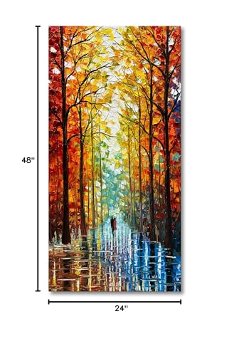 Art Hand-Painted Romantic Landscape Oil Painting Art Large Abstract Vertical Home wall Decorative Art Painting 48x24 Inch - color: Ts19