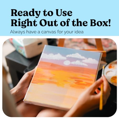 Chalkola Paint Canvases for Painting Multipack - 25 Pack Square Canvas Panels - 4x4, 6x6, 8x8, 10x10, 12x12 inch (5 Each) - 100% Cotton, Primed, Acid Free Art Canvas Boards for Painting | Square Boards - 4x4, 6x6, 8x8, 10x10, 12x12 inch (5 Each) - 100% Co