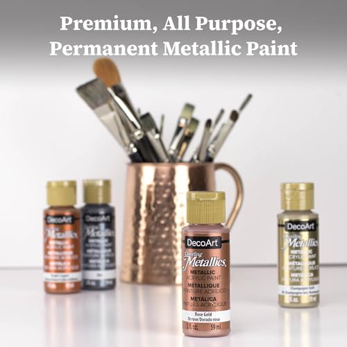DecoArt Americana Dazzling Metallics Acrylic Paint Set – Bold Metallic Colors, 9 Bottles (2 fl oz) – Craft Metallic Paints for Canvas, Wood & DIY Projects - color: Multi - Bold Metallic
