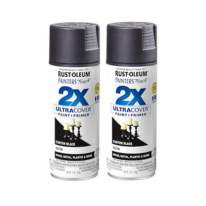Rust-Oleum Painter's Touch 2X Ultra Cover Spray Paint, Satin Canyon Black - color: Satin Canyon Black, size: 12 Ounce (Pack of 2)