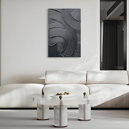 Art 36x24 inch Hand-Painted Black Texture Art Oil Painting Modern Abstract Art Home Wall Decoration Painting - color: Yi098