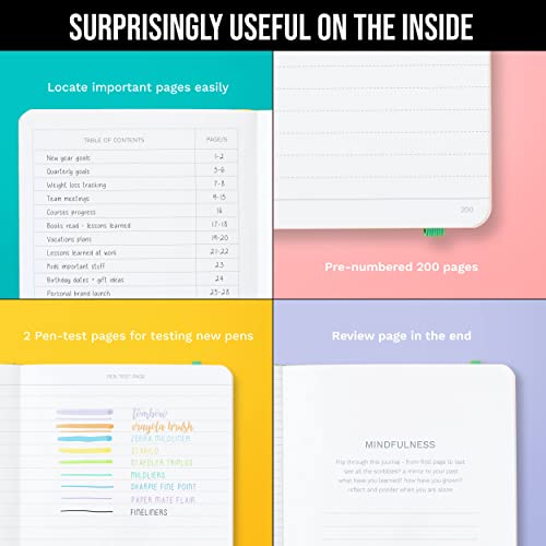 Lined Journal Notebook for writing + Free Pen! Ruled 200 pages, 120gsm Thick Paper with Sticky Notes,pen loop, elastic band, leather hard cover | Scribbles That Matter A5 journals, (5.75 x 8.2) - color: Lavender
