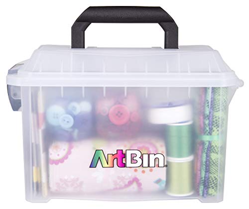 ArtBin 6815AG Mini Sidekick Carrying Case, Portable Art & Craft Organizer with Handle, [1] Plastic Storage Case, Clear (Pack of 6) - size: Mini (Pack of 6)