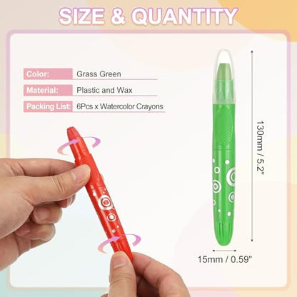 PATIKIL Watercolor Gel Crayon, 6Pcs Washable Twist Crayons for Coloring, Drawing, Painting, Grass Green (5.2x0.59) - color: Grass Green