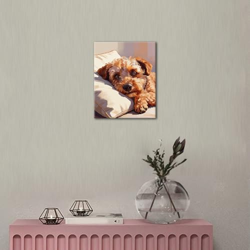 TUMOVO Paint by Numbers Kit for Adults, Adult Paint by Number Kits for Beginner - Dog Resting on Pillow, Heartwarming Pet DIY Art for Home Decor & Relaxation, 16x20 Inch(Framed) - color: Dog(Framed)
