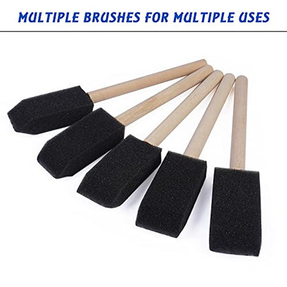 conda 1 inch Foam Brush Set of 58 Pack, Sponge Paint Brush Set with Wood Handle - Lightweight, Durable, Great for Acrylics, Crafts, Stains, Varnishes Art - size: 1"/ 58 Pack