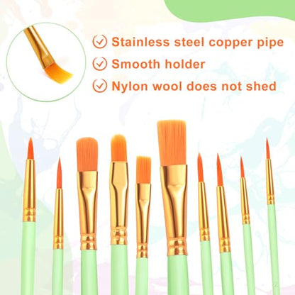 ESRICH Paint Brushes Set, 2 Packs 20 Pcs Acrylic Paint Brush | Acrylic Oil Watercolor, Face Nail Art, Rock Painting,Painting Artist Professional Kits, Green - color: Green, size: 20