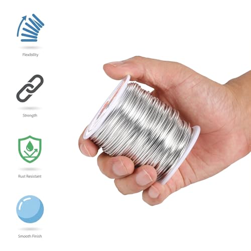 Aluminum Craft Wire 12 Gauge(2.0 mm)–82 FT(25 M)+18 Gauge (1.0 mm) 32.8FT (10 M) KSVZS Anodized Aluminum Wire,Flexible Metal Wire for Crafts,Sculpting,Jewelry Making,Armature and DIY Crafts(Silver) - size: 12 Gauge
