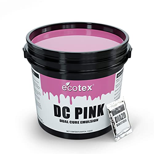 Ecotex® DC Pink Dual Cure Photo Emulsion - Screen Printing Emulsion, 1 Pt | Photo Emulsion For Silk Screens And Fabric - Works With Plastisol And Water Based Ink, Diazo Included, Made In The USA, 1 Pt - size: 16 fl oz