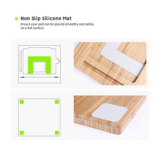 ELETIUO Tablet Desktop Stand Height Adjustable,Foldable Bamboo Drawing Ipad Holder,Multi-Angle Portable Stand Organizer,Compatible with 12.9 inch ipad pro 3rd/4th Gen - size: B