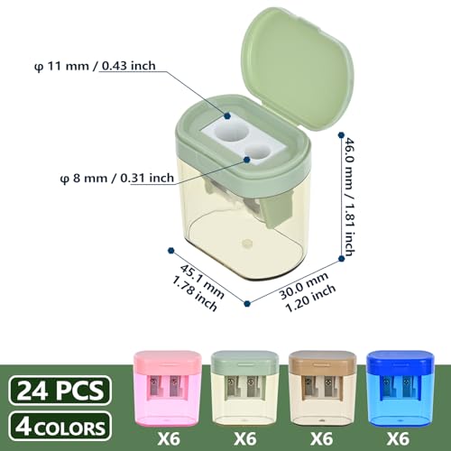Colored Pencil Sharpener Bulk for Kids Manual Handheld Crayon Sharpeners - style: 24Pcs Sharpeners - C