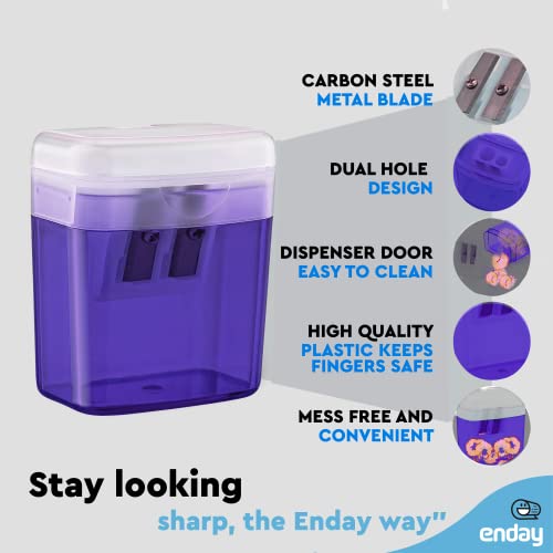Pencil Sharpener Dual Hole Manual Purple, Jumbo Crayon Sharpener with Cover and Bin, Handheld Color Pencil Sharpeners for Large & Standard Pencils, Also Available in Red, Green, Blue, 1 Pc – By Enday - color: Purple