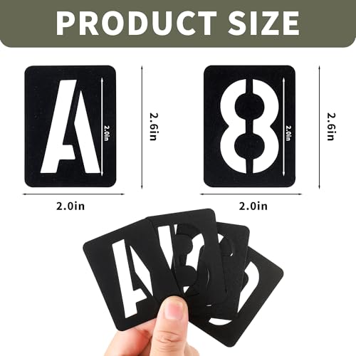 2 Inch Letter Stencils and Numbers, 42 Pcs Reusable Plastic Alphabet Spray Paint Stencils for Painting on Wood, Wall, Fabric, Rock, Signage, Chalkboard, DIY Craft Decoration