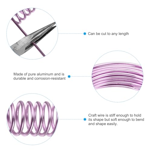 PATIKIL 32.8ft Aluminum Wire, 1pcs Jewelry Wire Aluminum Craft Wire 3mm 9 Gauge Wire Metal for Jewelry Making Beading Crafting Pendants Art, Pink - color: Pink, size: 3mm