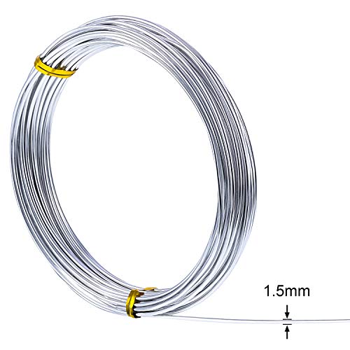 1 Roll Tecunite Aluminum Wire Craft Wire, 10 M X 1.5 mm, Silver | TecUnite Aluminum Craft Wire for Sculpting,10 M X 1.5 Mm,Silver,1 Roll - color: Silver, size: 10000 mm x 1.5 mm