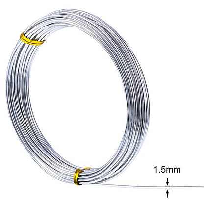 1 Roll Tecunite Aluminum Wire Craft Wire, 10 M X 1.5 mm, Silver | TecUnite Aluminum Craft Wire for Sculpting,10 M X 1.5 Mm,Silver,1 Roll - color: Silver, size: 10000 mm x 1.5 mm