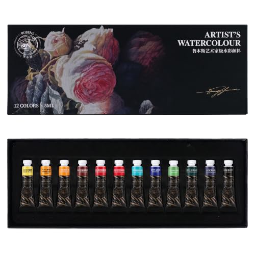 rubens Artist Watercolor Paint Set, 12 Colors 5ml Tubes, Ideal for Travel - color: Artist Grade 12 colors