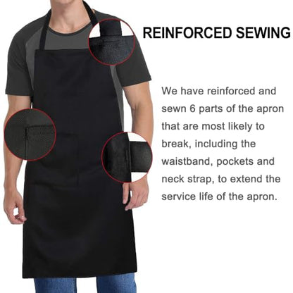 Chef Apron with Pocket for Men Women Server Butcher Work, 5 Pack - color: Black