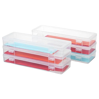 6 Pack Large Plastic Hobby Art Craft Organizer,Storage Containers | Stackable Design, Clear, Latching Lid, High-Grade Material, for Pencil Box, for Crayon - size: Large - 6 Pack