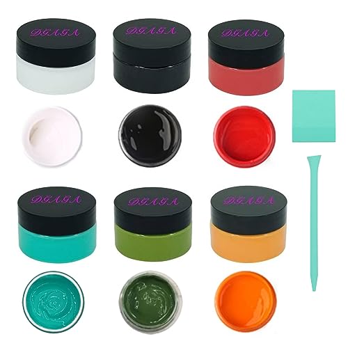 DGAGA 8PCS Chalk Paste with Mini Squeegees,Screen Printing Ink,Chalk Paste Paint for Stencil,Reusable Self Adhesive Silk Screen Stencils Paste Starter Kit,Chalkboard Paint for Craft DIY Home 50g/Jar - color: 8 Pcs Chalk Paste Starter Kit