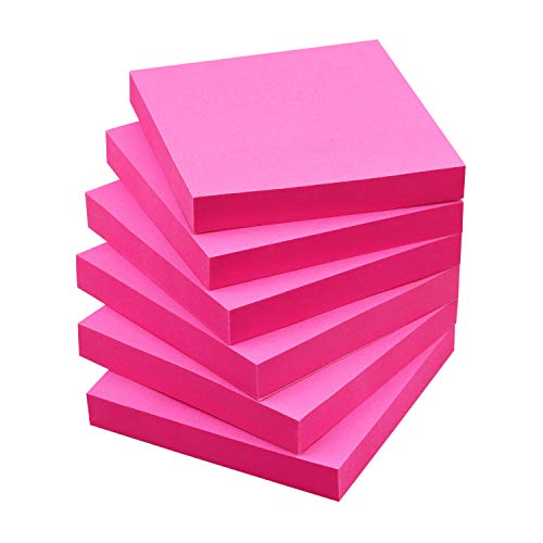 OSBOO Sticky Notes 3x3 with Bright Colors, 6 Pads 100 Sheets/Pad (Rose Red) | Bright Rose Red Self-Stick Notes Pads, 600 Sheets Total, Easy to Stick and Remove, Perfect for Office, School and Home - color: Red