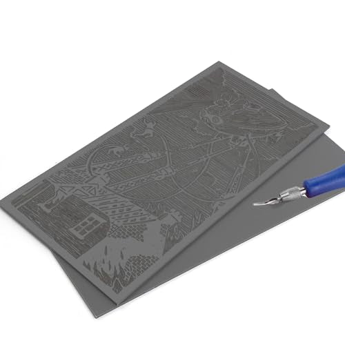 2 Pcs 6x12 Soft Linoleum Carving Block, Linocut Block for Printmaking, Gray | Engraving Art Project, Printmaking Artist Studio Supplies - color: Gray, size: 6'' x 12'' 2 Pack