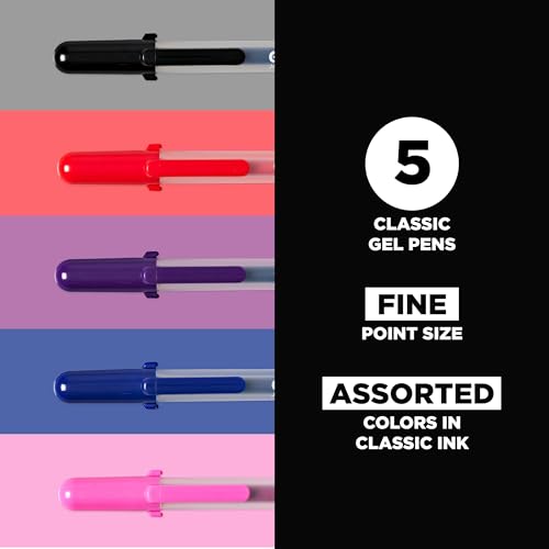 SAKURA Gelly Roll Gel Pens, Fine Point, 0.3 mm Line, Assorted, 5 Pack | Gel Ink Pen for Writing, Art & Drawing, Smooth Archival Quality Ink, Japanese Art Supply for Crafters - style: 5 Pen Pack