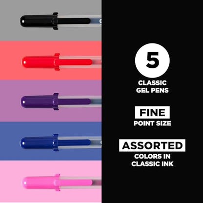 SAKURA Gelly Roll Gel Pens, Fine Point, 0.3 mm Line, Assorted, 5 Pack | Gel Ink Pen for Writing, Art & Drawing, Smooth Archival Quality Ink, Japanese Art Supply for Crafters - style: 5 Pen Pack