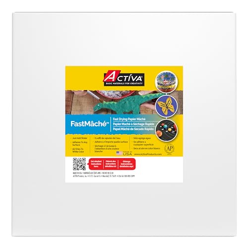 Activa FastMâché Fast Drying Paper Mâché, 24lb (10.88kg) | Heavy & Tough Finish with Minimal Shrinkage | Easy-to-use, no mess, just add water, dries fast, for sculpture, mixed media, fine art, craft, décor, dioramas, masks, props - size: 24-Pound