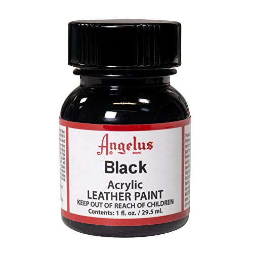 Angelus Acrylic Leather Paint, 1 Fl Oz, Black - Professional Flexible, Crack, Scratch, Peel Resistant Leather Paint for Shoes, Sneakers, Canvas, Furniture and Other Leather Projects - color: Black, size: 1 Fl Oz (Pack of 1)
