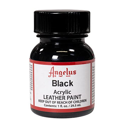 Angelus Acrylic Leather Paint, 1 Fl Oz, Black - Professional Flexible, Crack, Scratch, Peel Resistant Leather Paint for Shoes, Sneakers, Canvas, Furniture and Other Leather Projects - color: Black, size: 1 Fl Oz (Pack of 1)