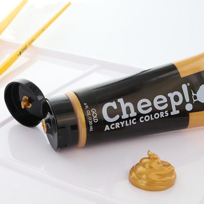 Cheep! Acrylic Paints, 4 oz. Tube - Gold, Perfect for Artists - Quality Acrylic Paint Heavy Body Paint Artist and Student - color: Gold
