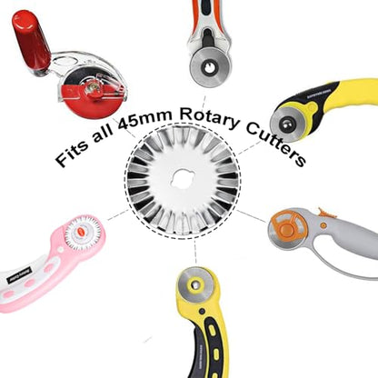45mm Pinking Rotary Cutter Blades, Wavy Replacement Blade, Rotary Blades Refill 45mm,Fits Fiskars,OLFA,Martelli,Dremel,Truecut,DAFA,Paper Cutting Blades Refill for Quilting Scrapbooking Sewing,5 Pack - color: Silver Wavy (45mm 5pcs)