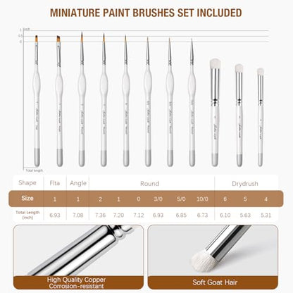 golden maple Wet Pallet for Painting Miniatures 2 in 1 Dry and Wet Palette with Lid, Including 11 Miniature Paint Brushes,100PCS Palette Paper, 4PCS Sponges, Paint Brushes Holders - color: White+Gray