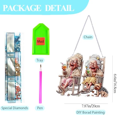 GUMITOON Diamond Art Kits for Adults-Hanging Old Lady Full Drill Diamond Dots Paintings for Beginners, Round 5D Paint with Diamonds Pictures Gem Art Painting Kits DIY Crafts Kits QCY-107 - color: QCY-107