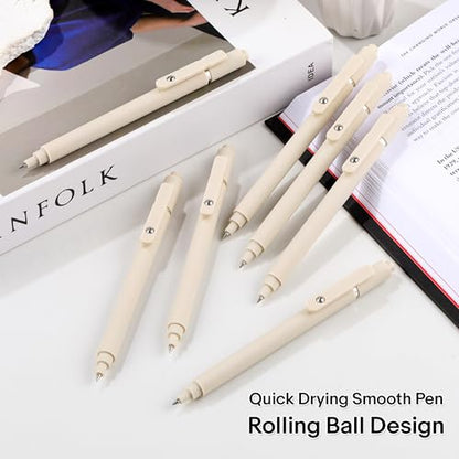 Gel Pens, 0.5mm Black Ink Quick Dry Ball Point Pens, Fine Point Smooth Writing Pens, Cute Aesthetic Gifts Set for Men Women Journaling, Office School Stationery Supplies - color: 10 Pcs Beige-Black Ink